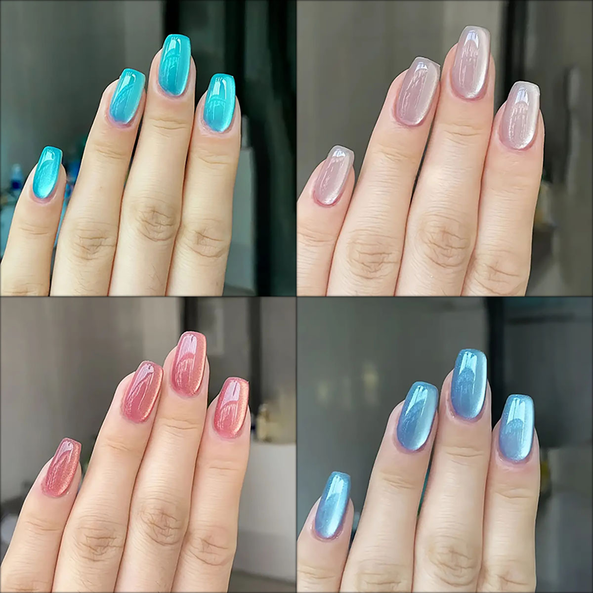 Nail Art Pink Cat Eye - 24pcs/30pcs short square ballet fake nails