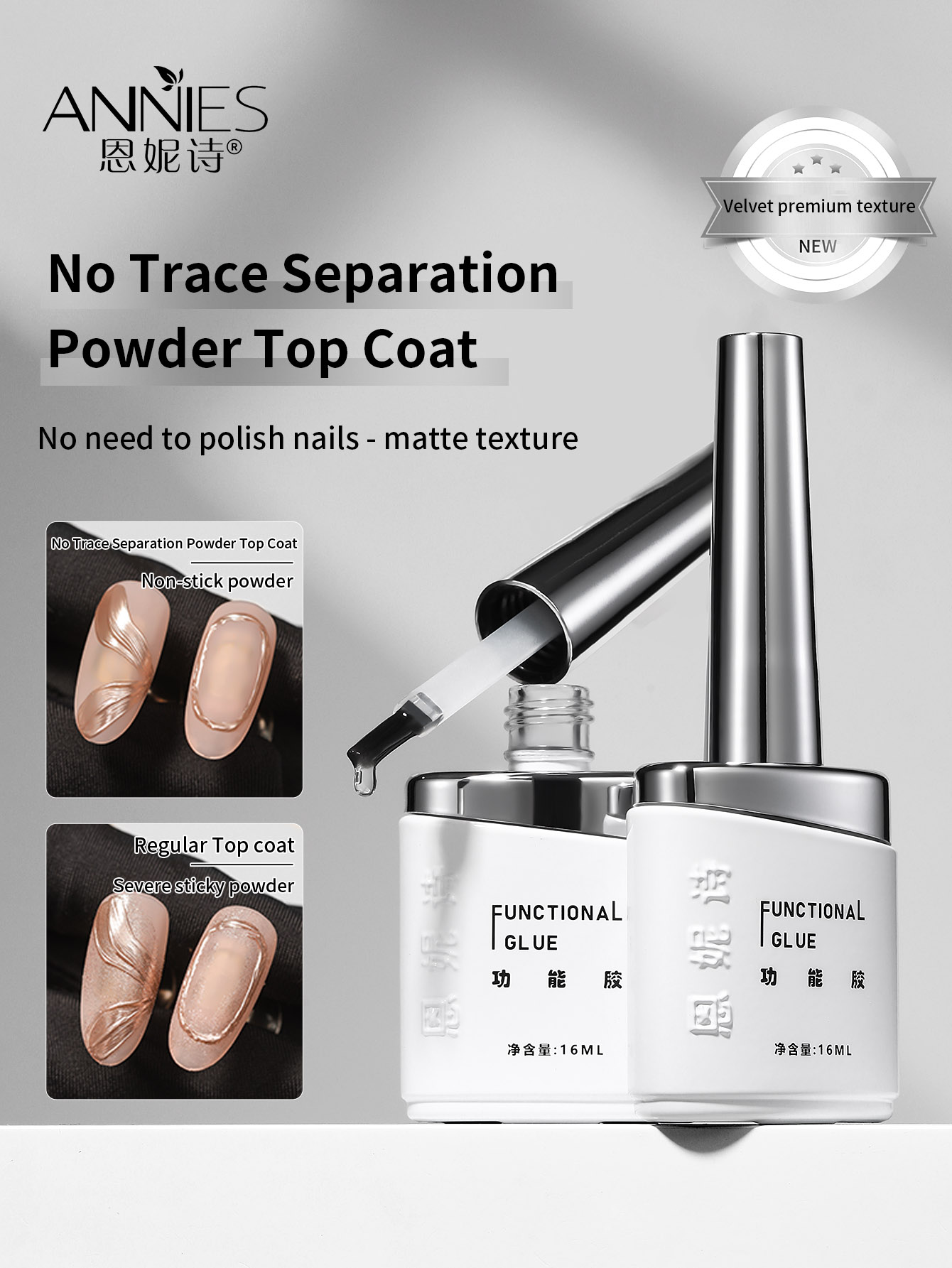 Nail Art Chrome - 16ml 2-in-1 Matte Gel Top Coat