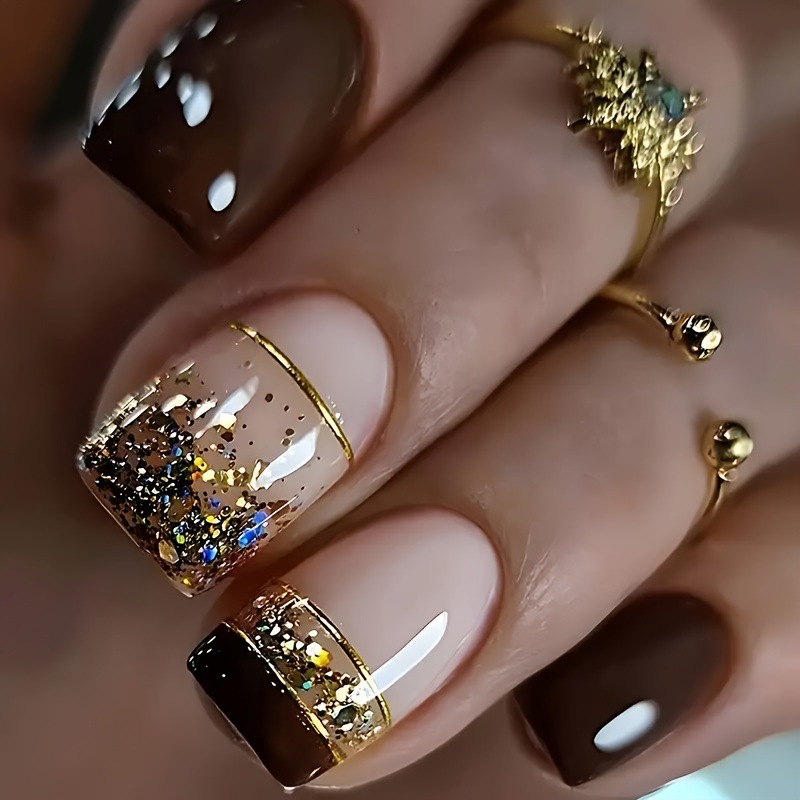 Nail Art Aesthetic - Short Square fake nails for women