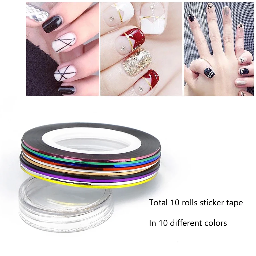 10 Rolls 1mm Nail Art Striping - đánh giá và giá Striping Tape Nail