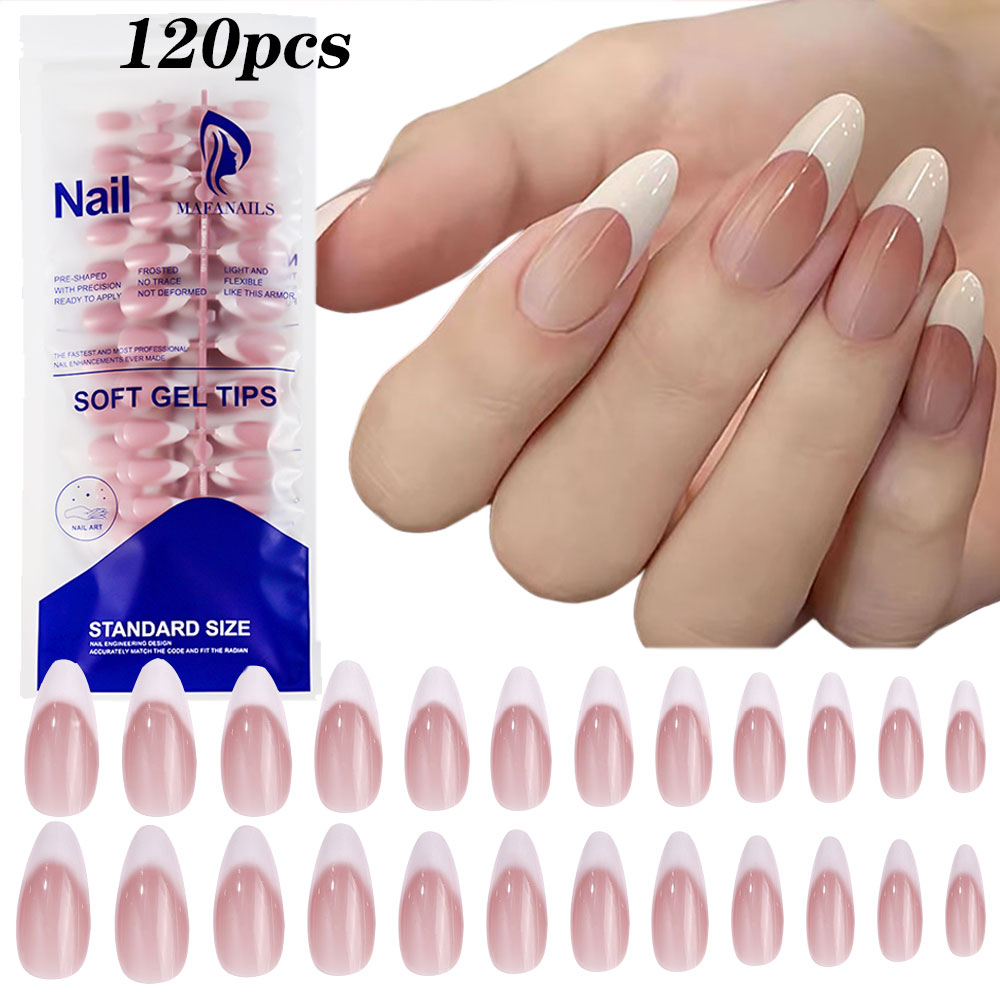 120pcs Pink Medium Almond Fren - đánh giá và giá Nail Art Aesthetic