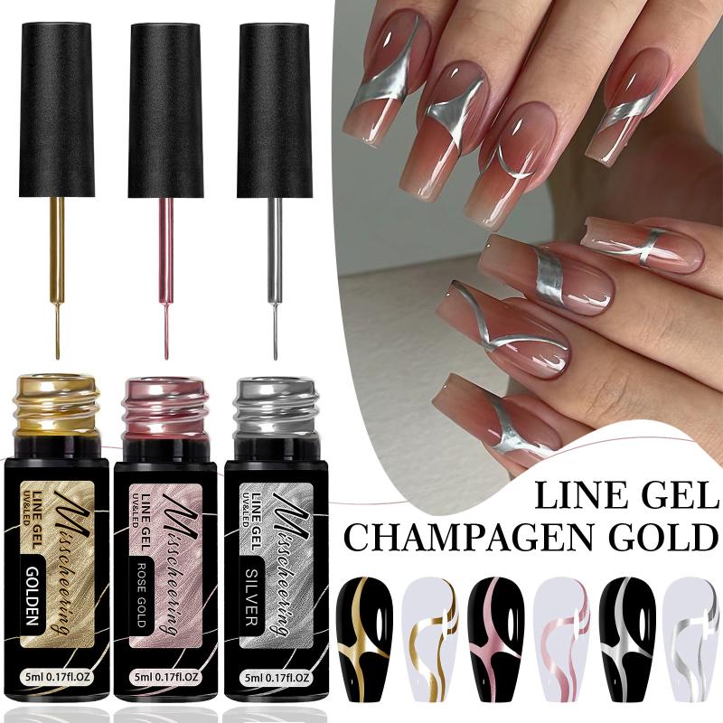 Gold Silver Metallic Liner Gel - đánh giá và giá Nail Art Chrome