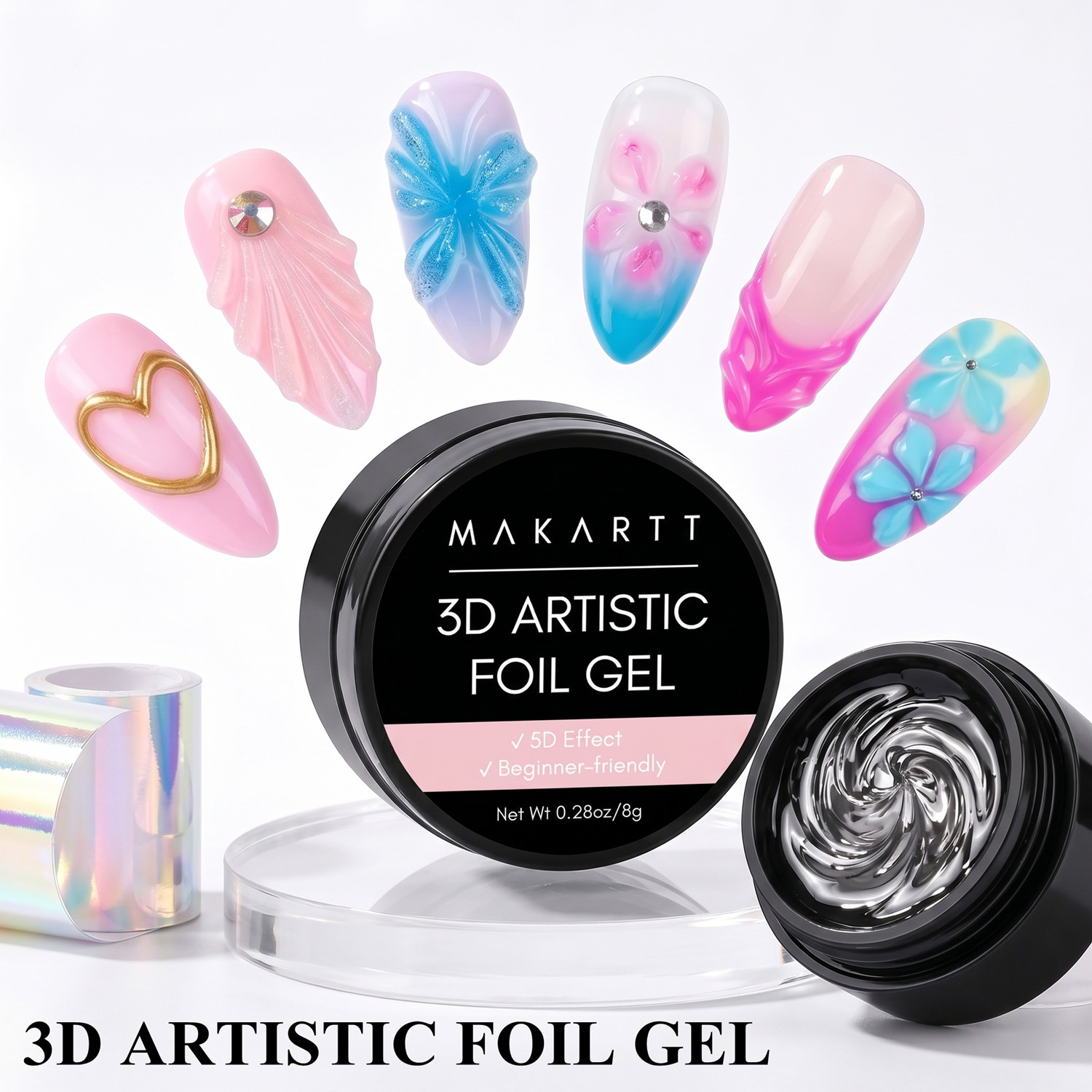 Makartt 3D Nail Gel 8ml Nail F - đánh giá và giá Nail Art Chrome