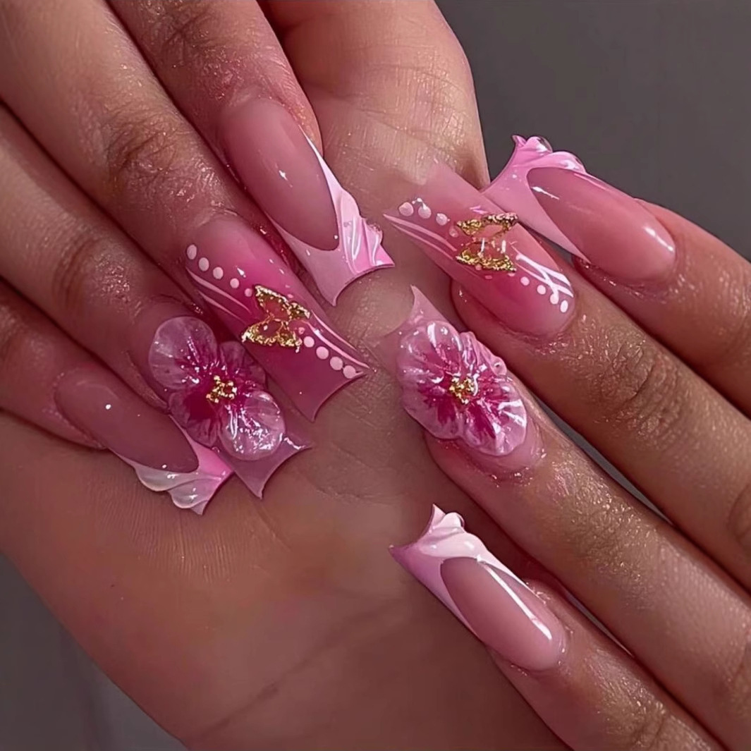 24pcs Wearable Square Press on - đánh giá và giá Nail Art Aesthetic