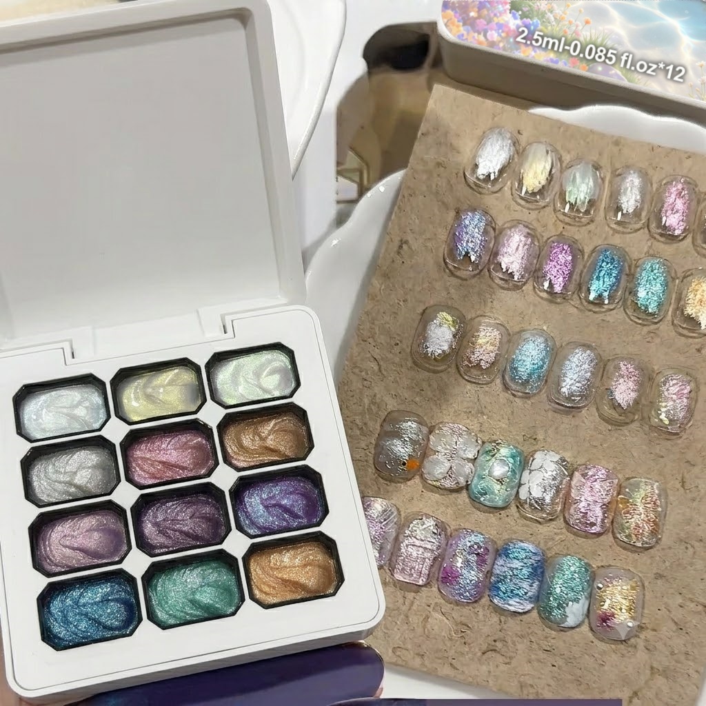 12 Colors Aurora Solid Nail Ge - đánh giá và giá Nail Art Chrome