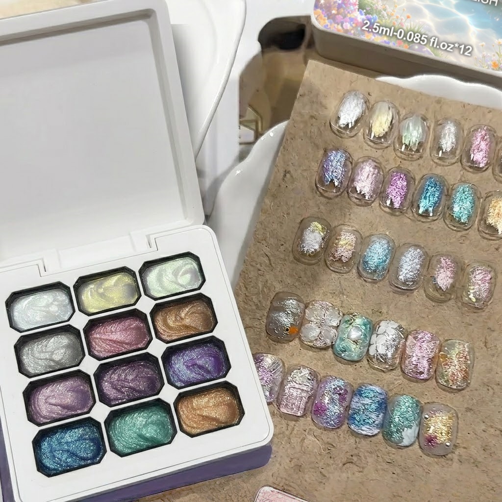 12 Colors Aurora Solid Nail Ge - đánh giá và giá Nail Art Chrome