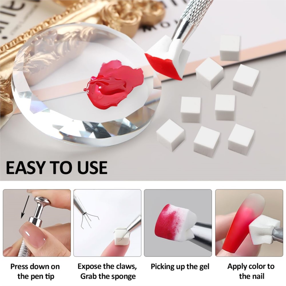 50/100Pcs White Mini Nail Spon - đánh giá và giá Nail Art Chrome