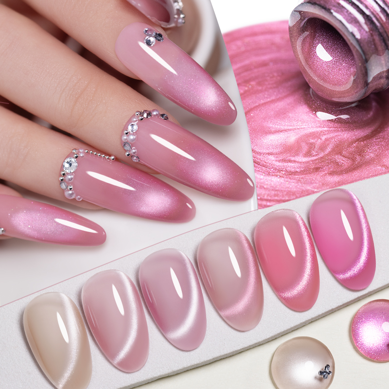 7.5ML Cherry Pink Jelly Glass  - đánh giá và giá Nail Art Pink Cat Eye
