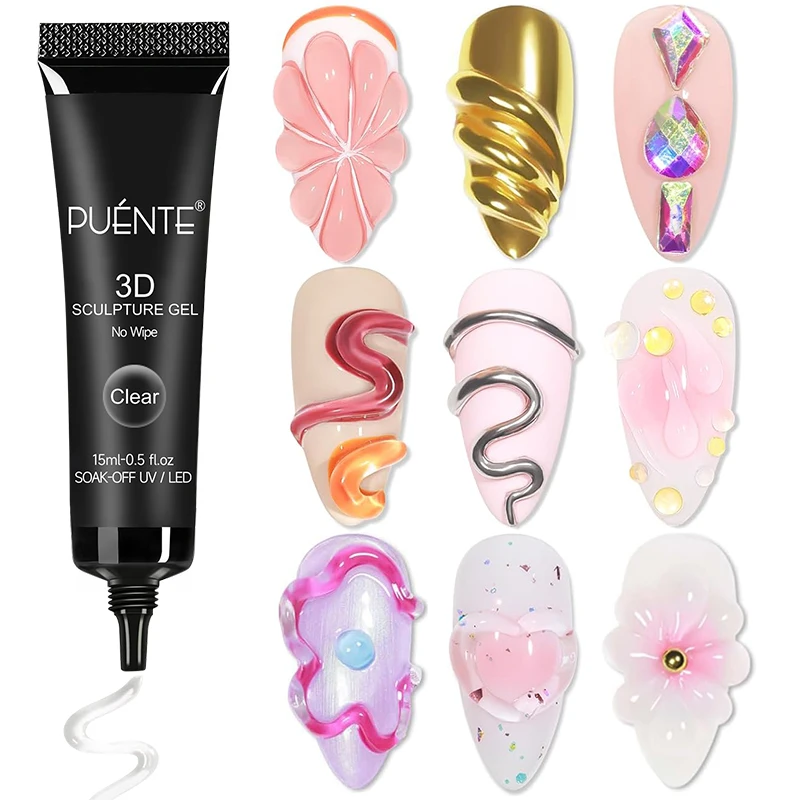 15ML Clear 3D No Wipe Sculptur - đánh giá và giá Nail Art Chrome