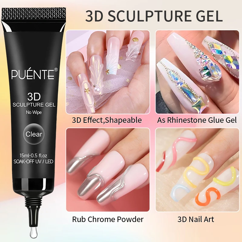 15ML Clear 3D No Wipe Sculptur - đánh giá và giá Nail Art Chrome
