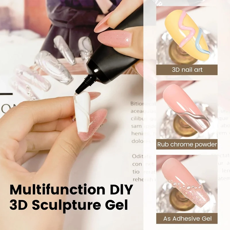 15ML Clear 3D No Wipe Sculptur - đánh giá và giá Nail Art Chrome