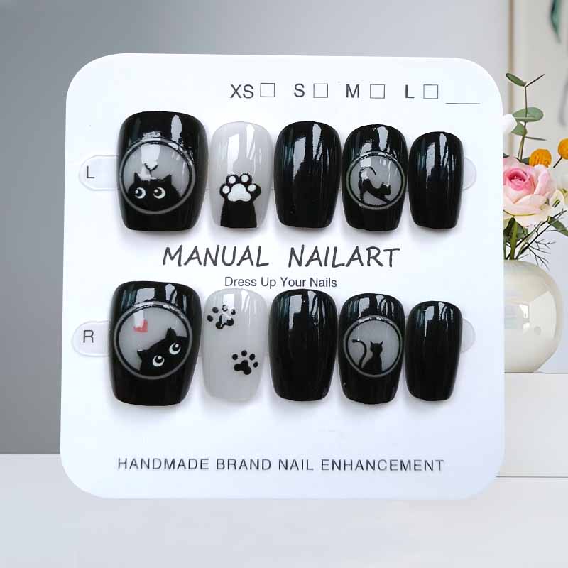 10Pcs Cute Cartoon Black Cat a - đánh giá và giá Nail Art Pink Cat Eye