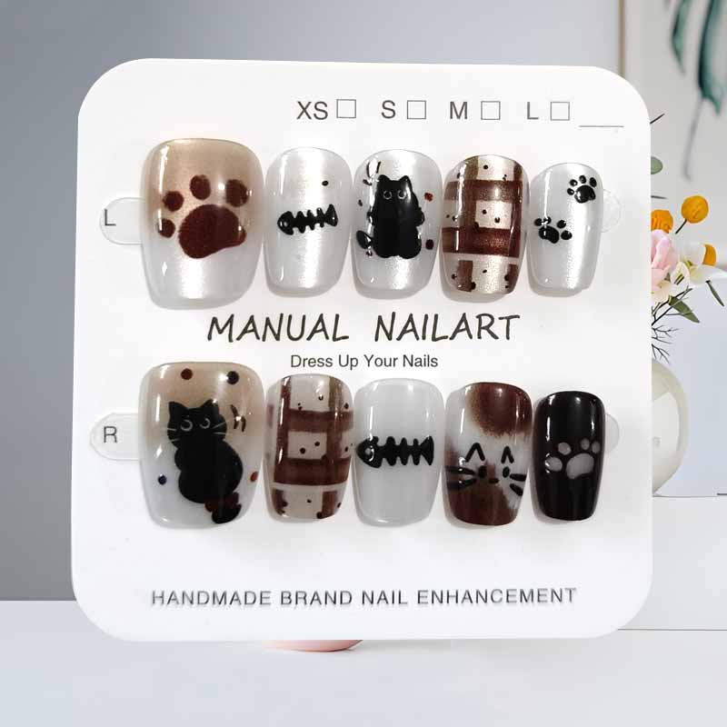 10Pcs Cute Cartoon Black Cat a - đánh giá và giá Nail Art Pink Cat Eye
