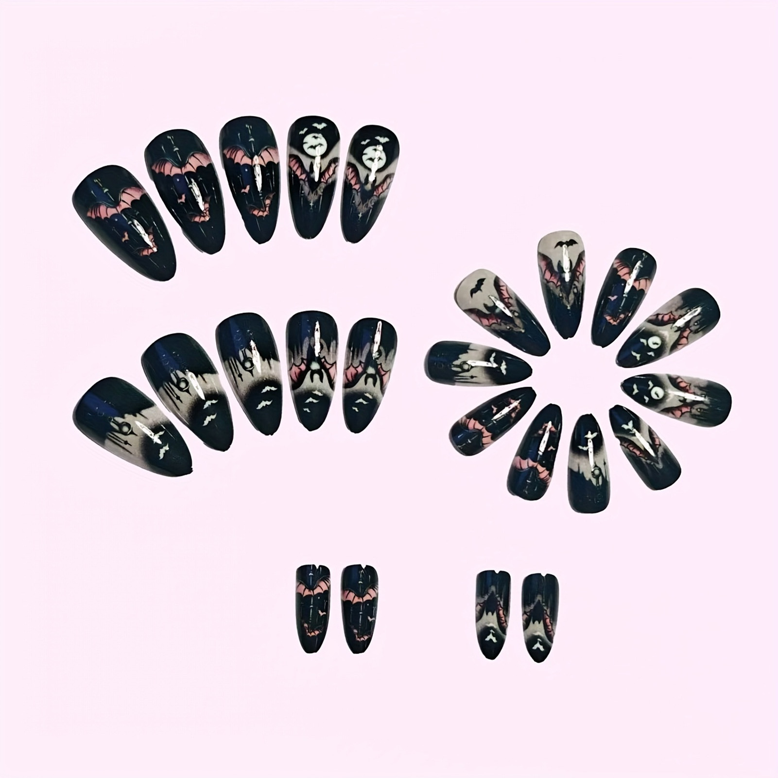 24Pcs Halloween Fake Nails Bla - đánh giá và giá Nail Art Aesthetic