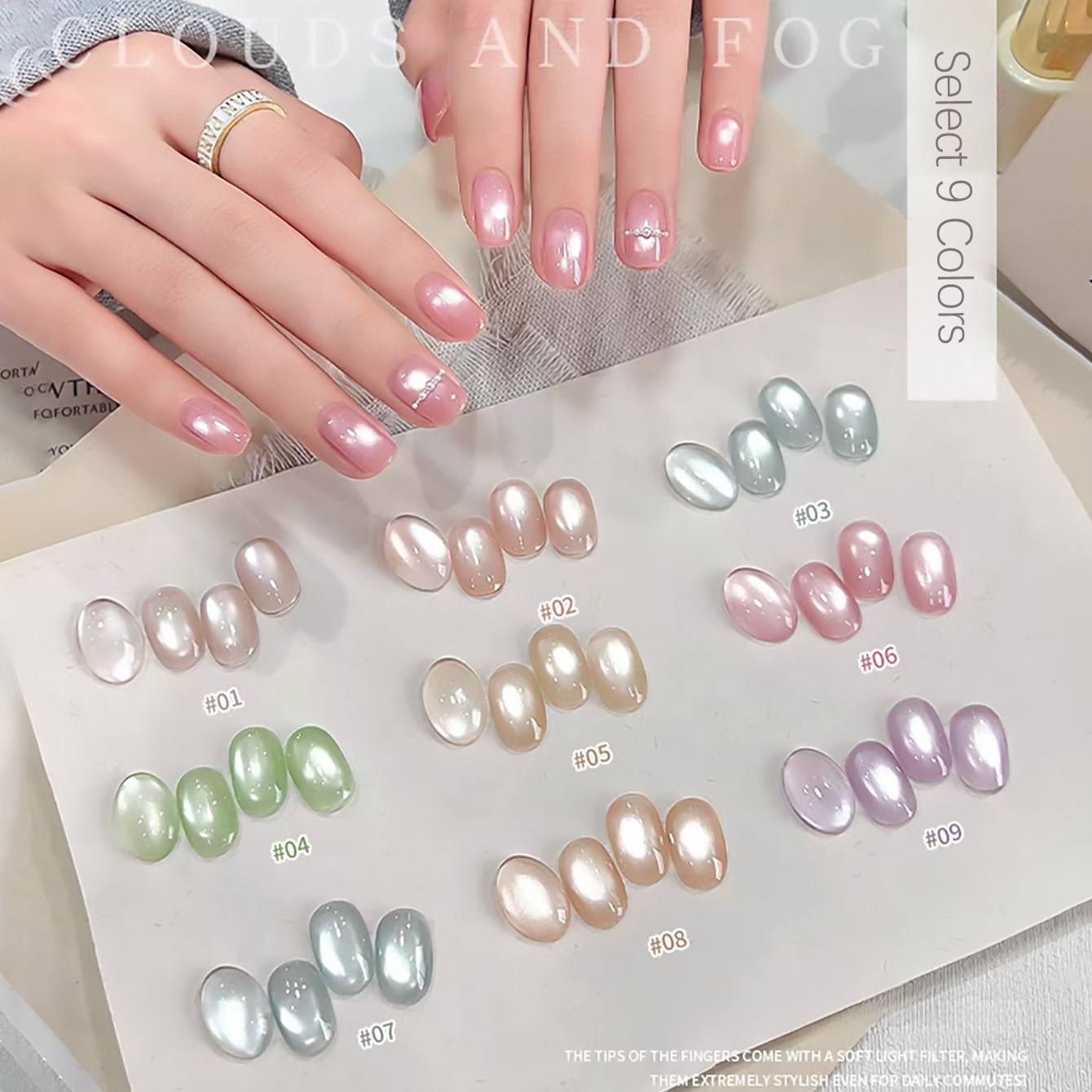 SHAKA 1pcs Clear Cloudy White  - đánh giá và giá Nail Art Pink Cat Eye