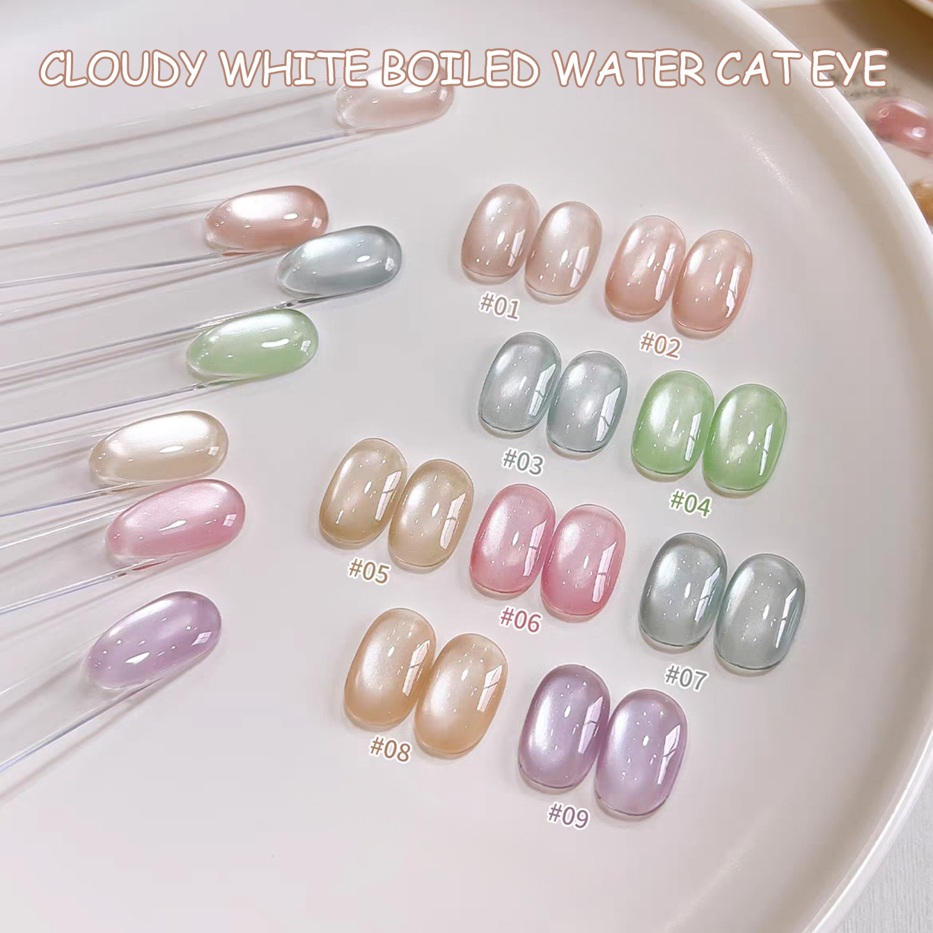 SHAKA 1pcs Clear Cloudy White  - đánh giá và giá Nail Art Pink Cat Eye